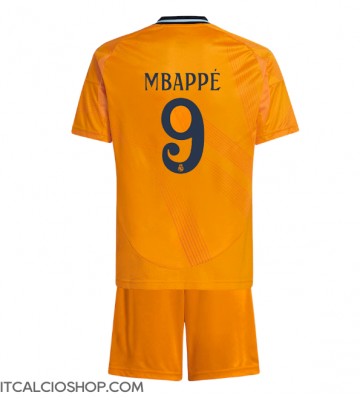 Real Madrid Kylian Mbappe #9 Seconda Maglia Bambino 2024-25 Manica Corta (+ Pantaloni corti)